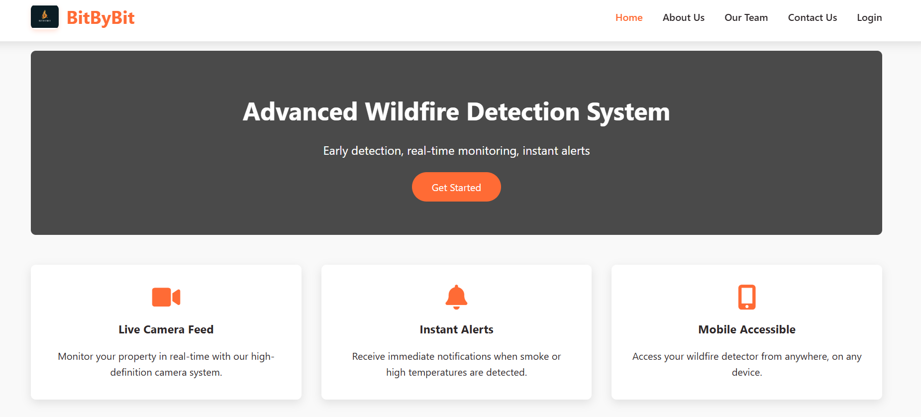 Wildfire Detector Info website screenshot